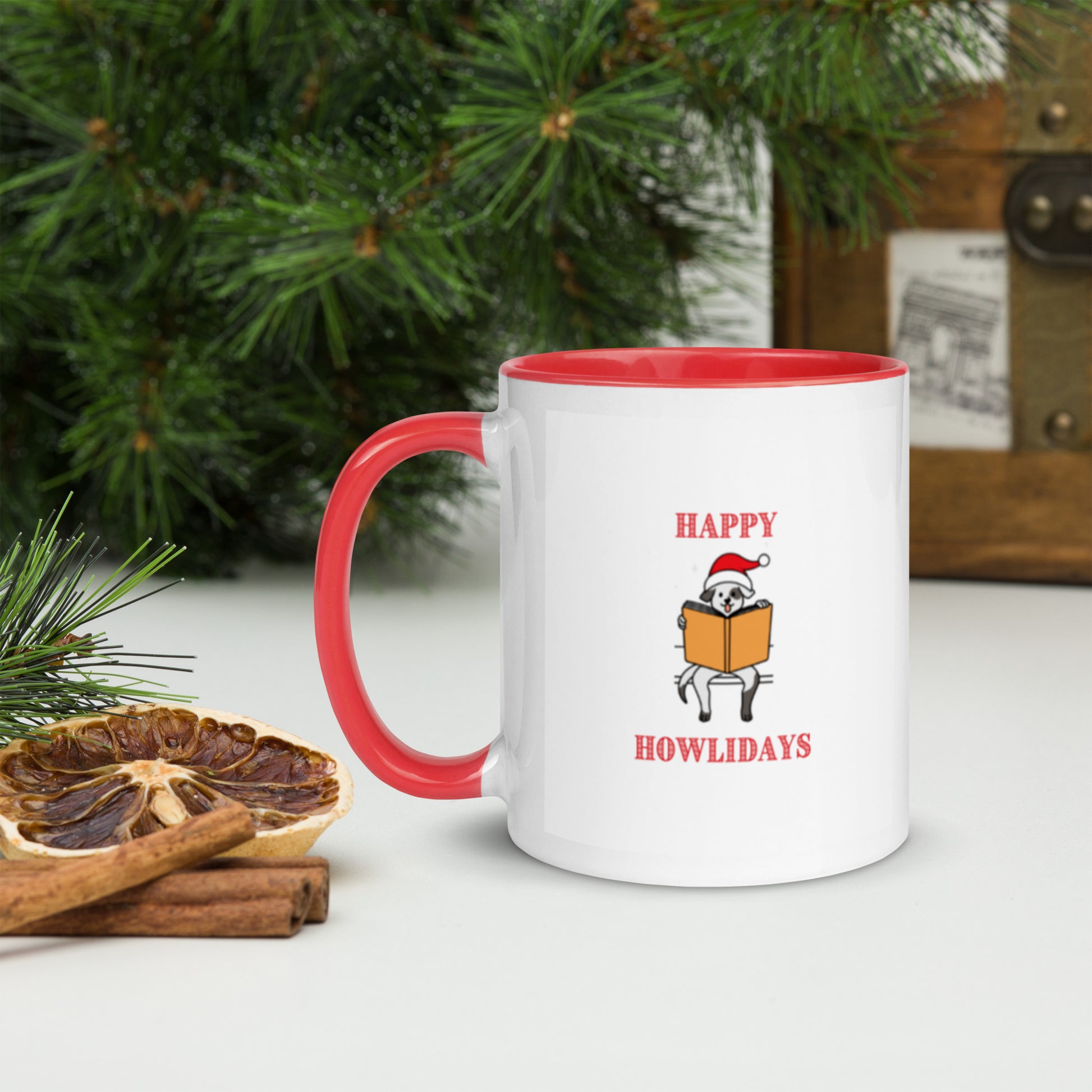 Happy Howlidays Mug with Color Inside-11oz. - The Spinster Librarian Shop