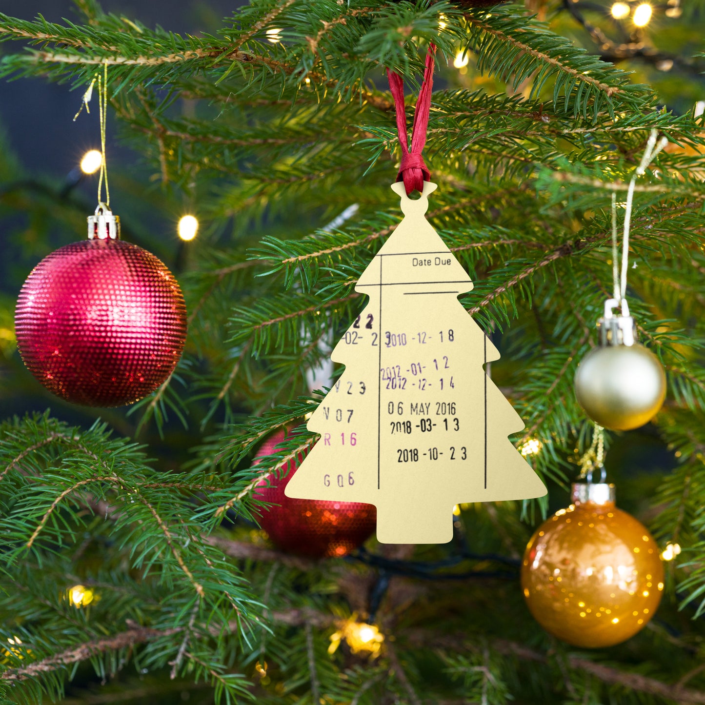 Library Stamp Wooden Ornaments - The Spinster Librarian Shop